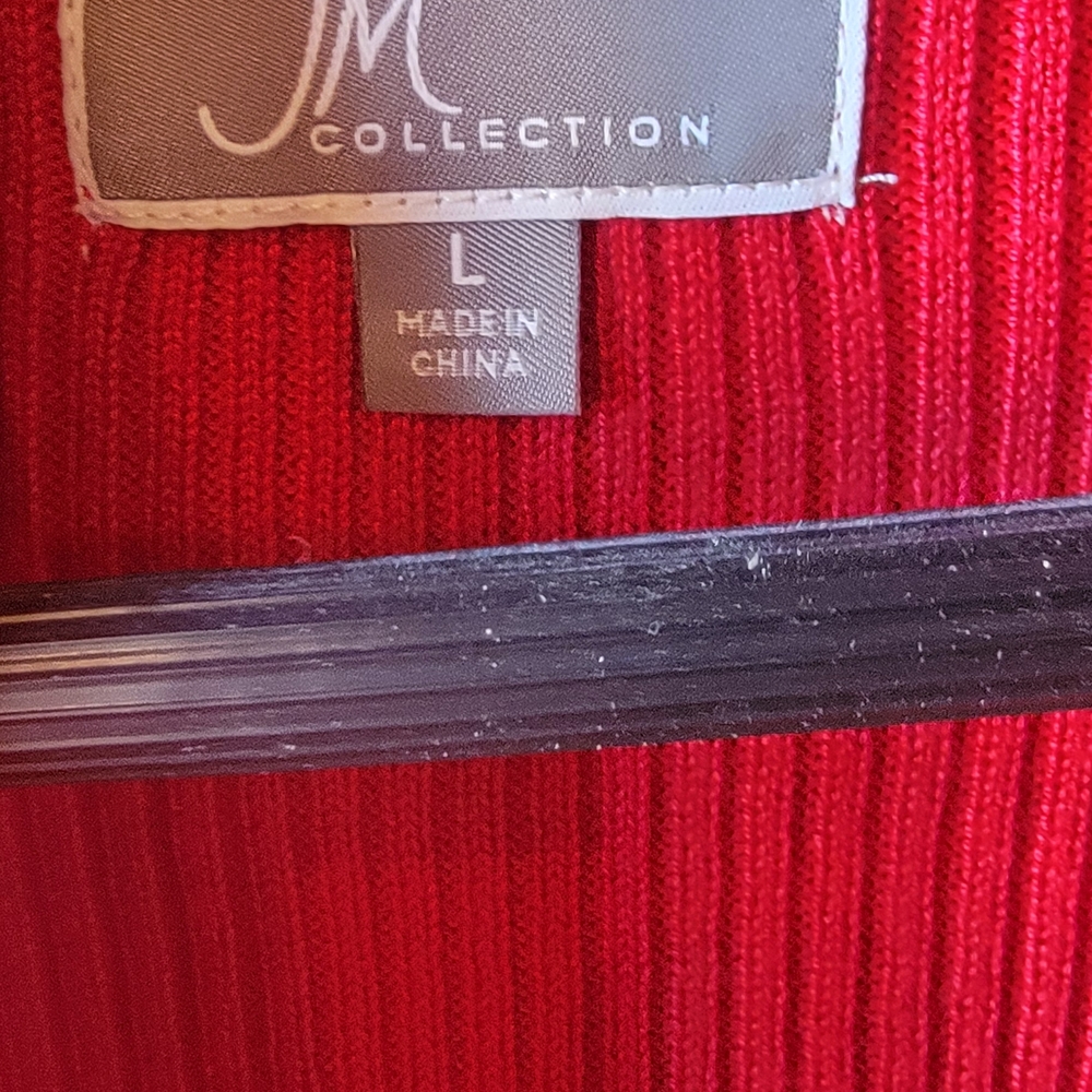 JM Collection Vibrant Red Open Cardigan - Picture 5 of 7
